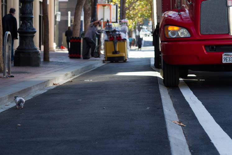 With construction complete, San Francisco's busiest corridor for biking now includes a first for the city.